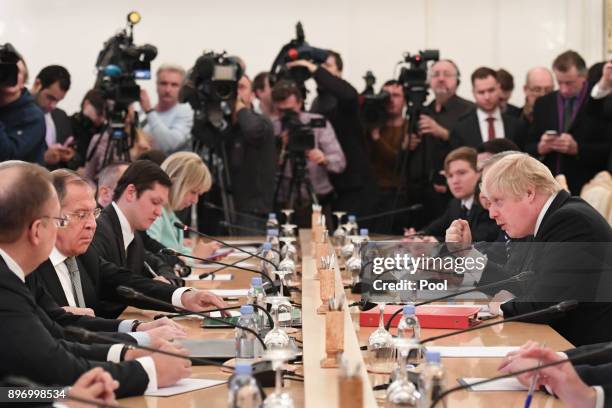 British Foreign Secretary Boris Johnson and Russian counterpart Sergei Lavrov during their meeting on December 22, 2017 in Moscow, Russia. Boris...