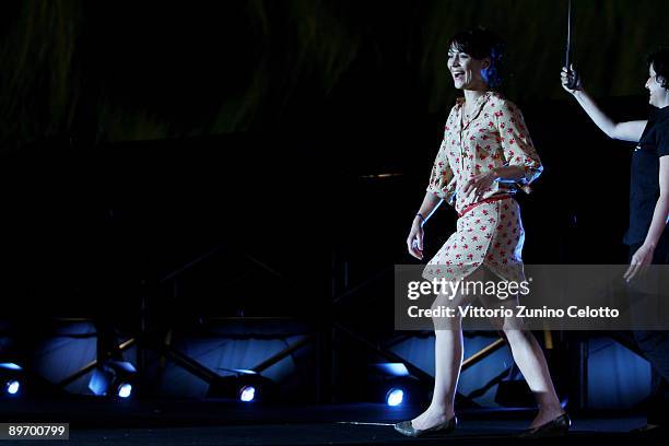 Actress Celine Bolomey attends the evening screening in Piazza Grande on August 7, 2009 in Locarno, Switzerland.