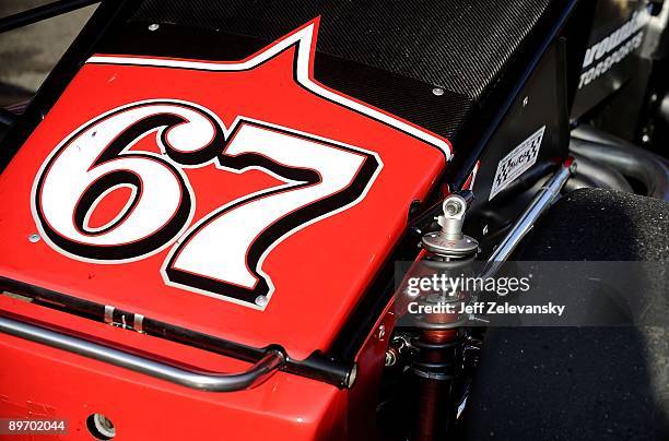 Detail of Kasey Kahne's USAC K & N Silver Crown car at the Kasey Kahne Steel Palace Classic at the Oswego Speedway on August 6, 2009 in Oswego, New...