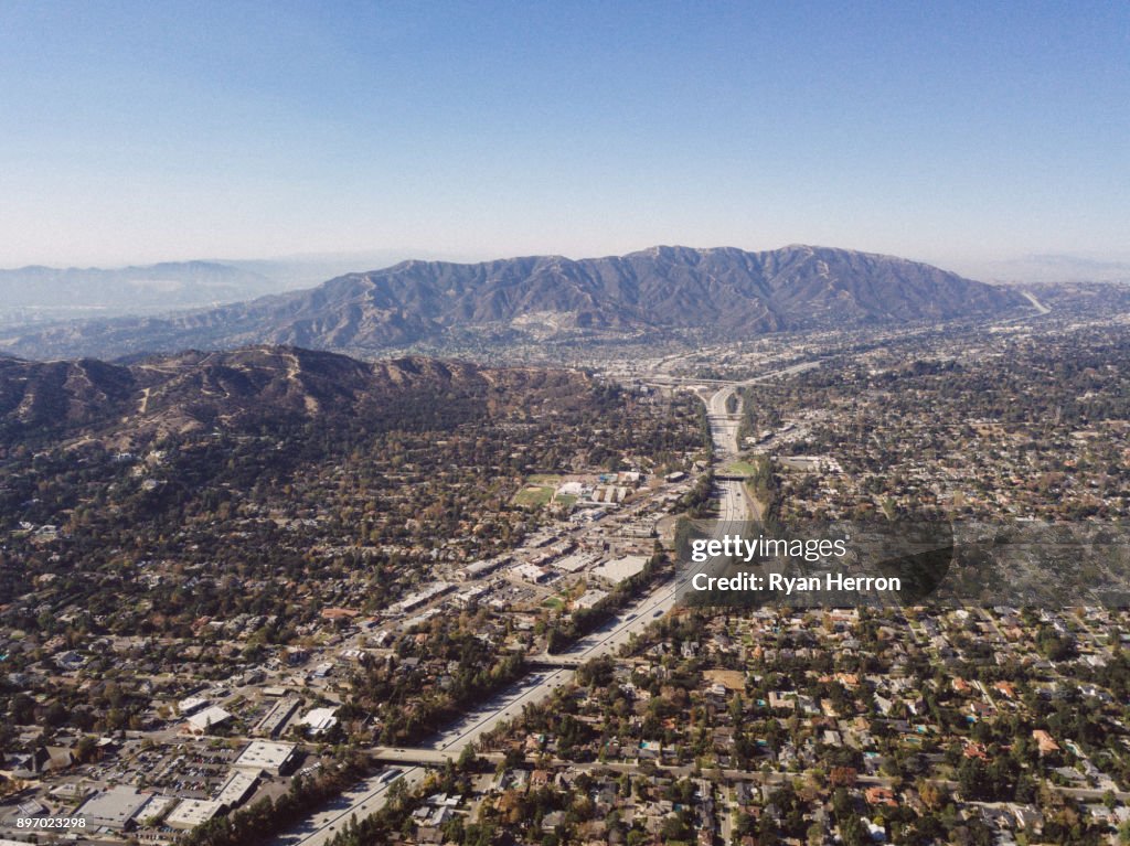 Aerial Neighborhood with Mountains