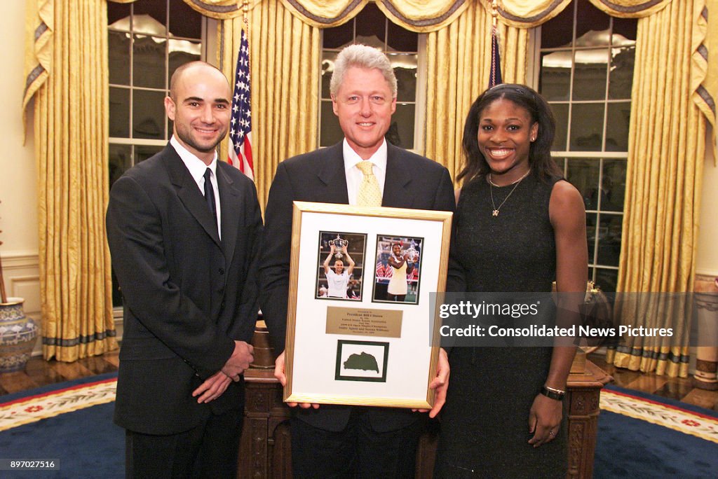 President Clinton With Agassi & Williams