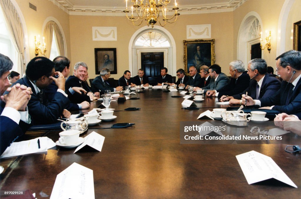 Clinton, Yeltsin, & Others Meet In Cabinet Room