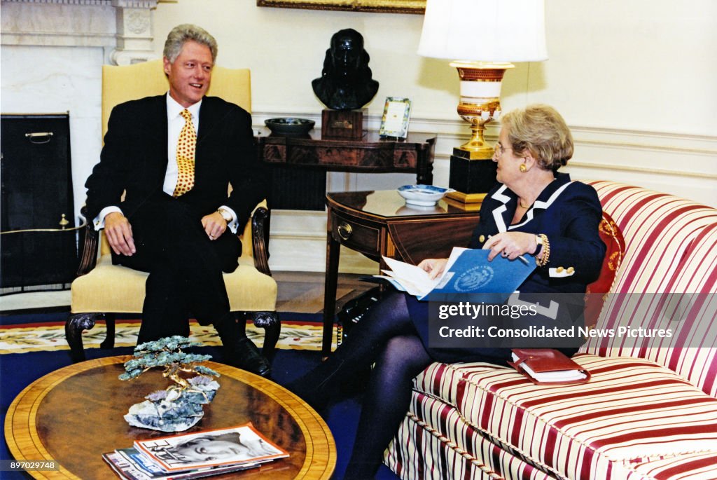 Clinton & Albright In The Oval Office