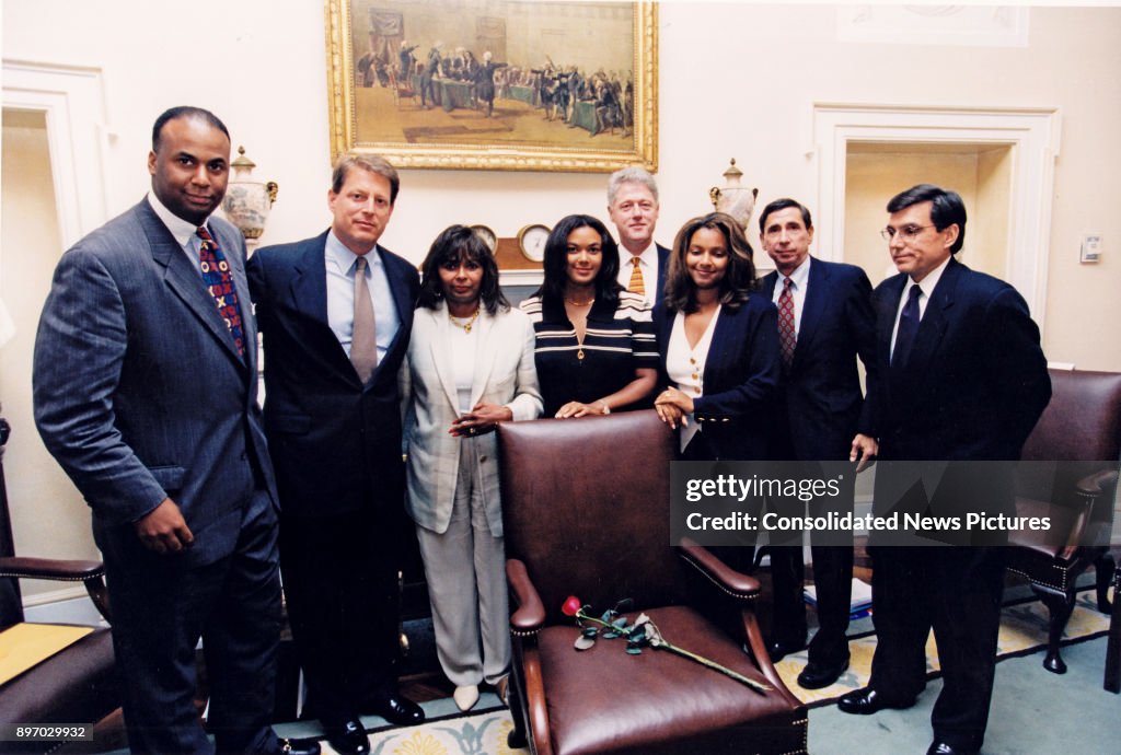 Alma Brown Presented With Chair By Clinton