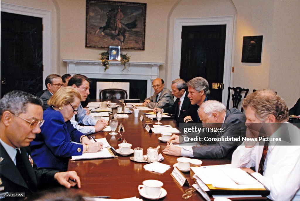 President Clinton At National Security Briefing