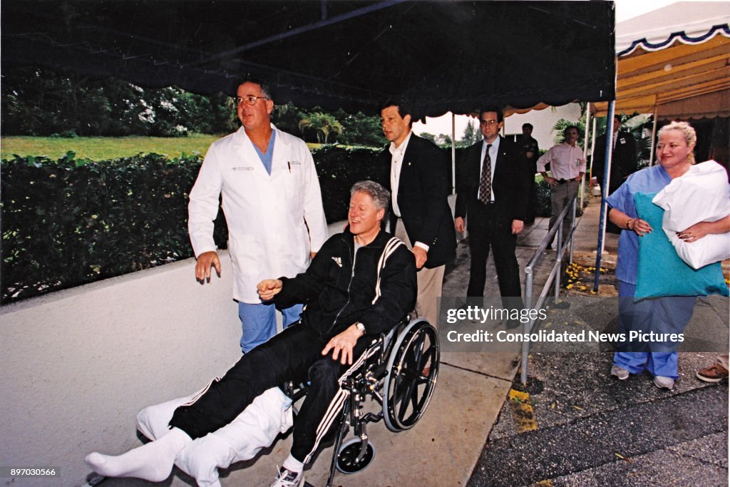 President Clinton Outside St Mary's Hospital