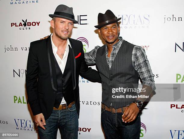 Singer/songwriter Matt Goss and recording artist Usher arrive at the Playboy Club at the Palms Casino Resort August 7, 2009 in Las Vegas, Nevada....