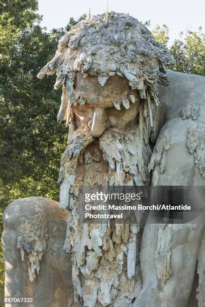 the giant statue of the appennine colossus by giambologna - colossus stock pictures, royalty-free photos & images