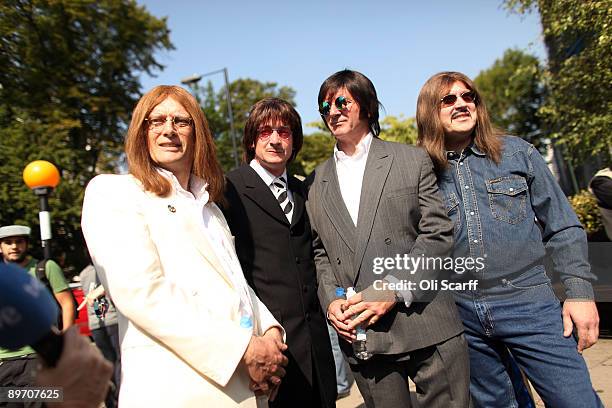 Beatles tribute band prepare to recreate the Beatles' "Abbey Road" Album cover on the 40th anniversary to the minute of when the original image was...