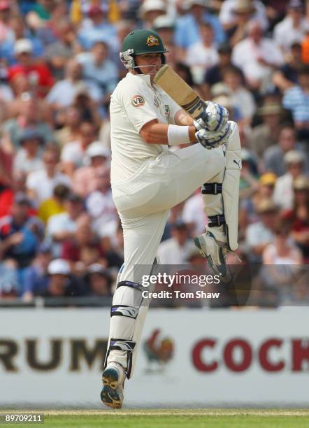 Marcus North of Australia hits out during day two of the npower 4th Ashes Test Match between England and Australia at Headingley Carnegie Stadium on...