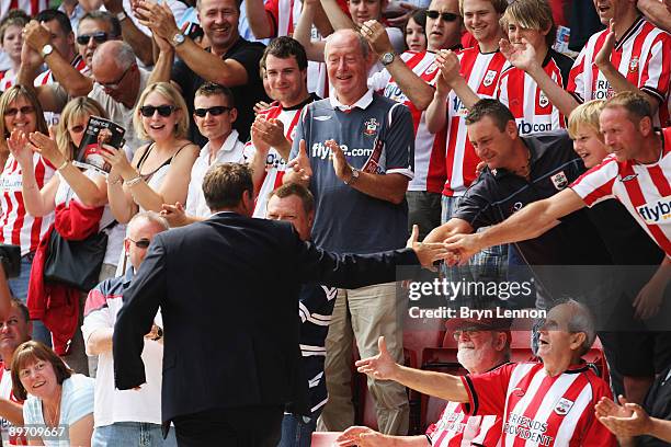 Southampton fans give Matt le Tissier a warm reception during the Coca-Cola League One match between Southampton and Millwall at St Mary's on August...