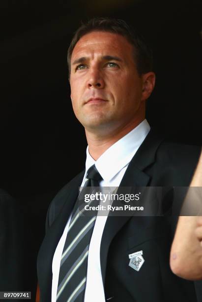 Malky Mackay, manager of Watford, looks on from the stands before the Coca Cola Championship match between Watford and Doncaster Rovers at Vicarage...