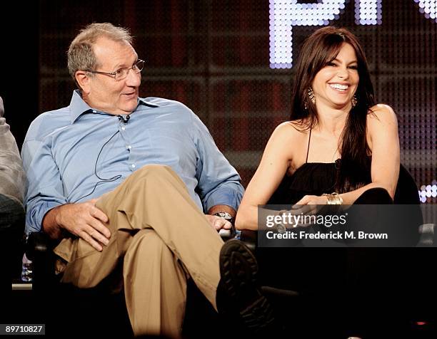 Actors Ed O'Neill and Sofia Vergara of the television show "Modern Family" speaks during the ABC Network portion of the 2009 Summer Television...