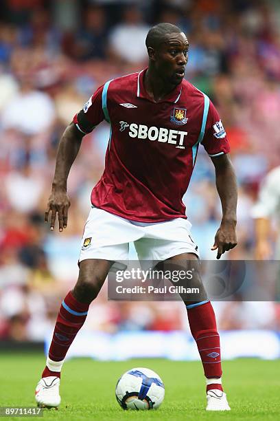 Carlton Cole of West Ham United looks on during the Bobby Moore Cup between West Ham United and Napoli at Upton Park on August 8, 2009 in London,...