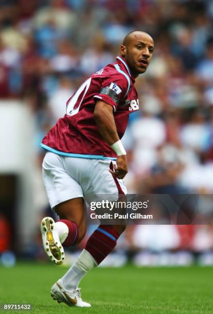 Julien Faubert of West Ham United in action during the Bobby Moore Cup between West Ham United and Napoli at Upton Park on August 8, 2009 in London,...