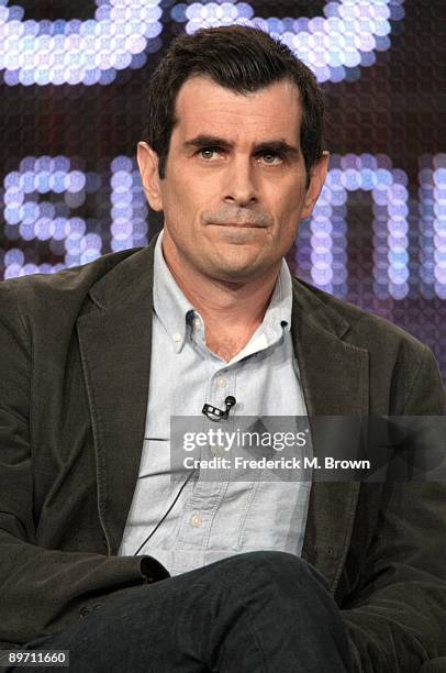 Actor Ty Burrell of the television show "Modern Family" speaks during the ABC Network portion of the 2009 Summer Television Critics Association Press...