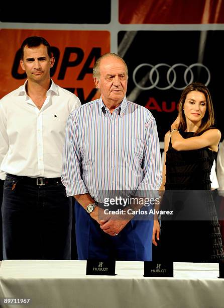 Prince Felipe of Spain, King Juan Carlos of Spain and Princess Letizia of Spain attend the 28th Copa del Rey Mapfre Audi Sailing Cup Awards...