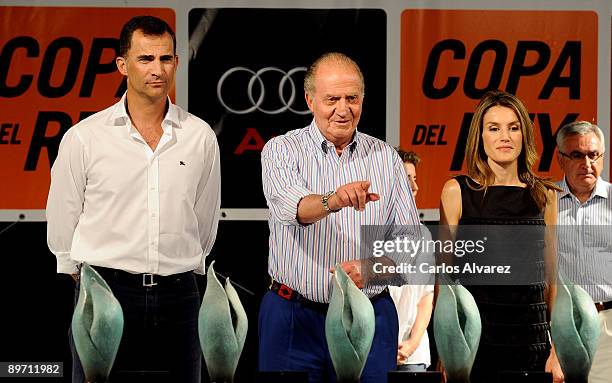 Prince Felipe of Spain, King Juan Carlos of Spain and Princess Letizia of Spain attend the 28th Copa del Rey Mapfre Audi Sailing Cup Awards...