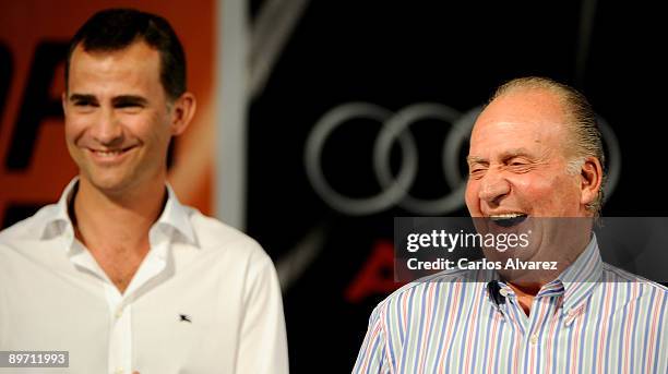 Prince Felipe of Spain and King Juan Carlos of Spain attend the 28th Copa del Rey Mapfre Audi Sailing Cup Awards Celebration at Ses Voltes Cultural...