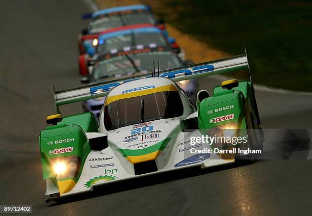 Marino Franchitti drives the LMP2 Dyson Racing Lola B09 Mazda during the American Le Mans Series Acura Sports Car Challenge on August 8, 2009 at the...