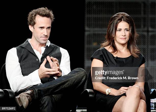 Actor Joseph Fiennes and actress Anna Khaja of the television show "Flash Forward" speaks during the ABC Network portion of the 2009 Summer...