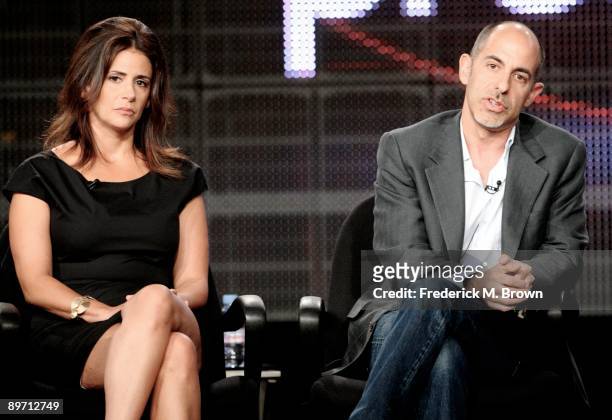 Executive Producer Jessika Borsiczky and director/executive producer/writer David S. Goyer of the television show "Flash Forward" speaks during the...