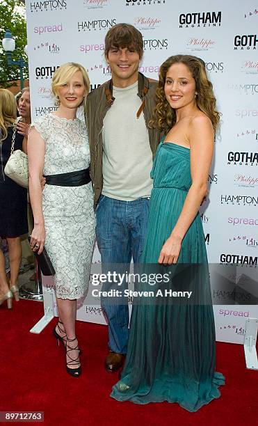 Actors Anne Heche, Ashton Kutcher and Margarita Levieva attend the "Spread" screening at the UA East Hampton 6 on August 8, 2009 in East Hampton, New...