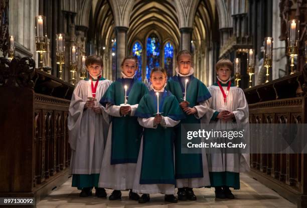 Choristers from the Salisbury Cathedral Choir have their final practice ahead of the services that will be held in the cathedral marking Christmas on...