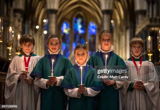 Choristers from the Salisbury Cathedral Choir have their final practice ahead of the services that will be held in the cathedral marking Christmas on...