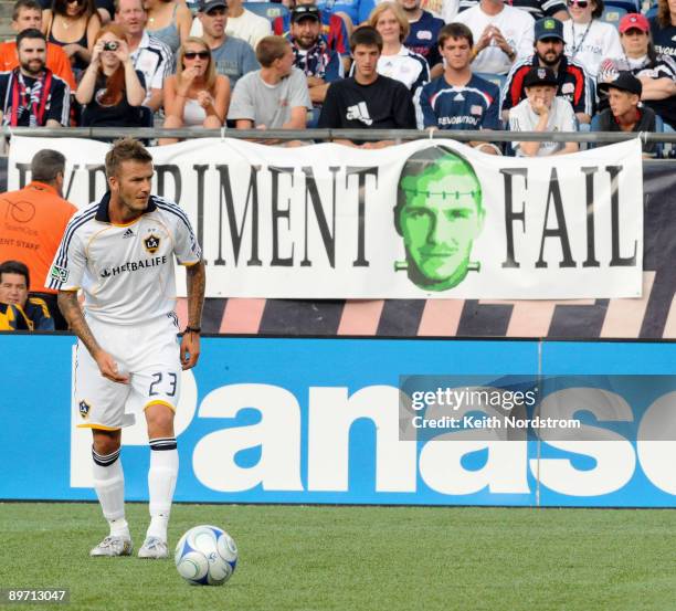 David Beckham of the Los Angeles Galaxy vs the New England Revolution August 8, 2009 at Gillette Stadium in Foxborough, Massachusetts.