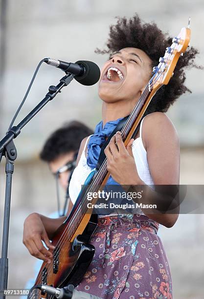 Esperanza Spalding performs at George Wein's CareFusion Jazz Festival at Fort Adams State Park on August 8, 2009 in Newport, Rhode Island.