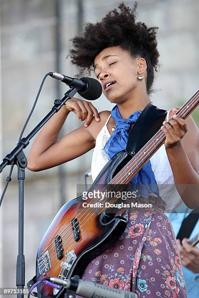 Esperanza Spalding performs at George Wein's CareFusion Jazz Festival at Fort Adams State Park on August 8, 2009 in Newport, Rhode Island.
