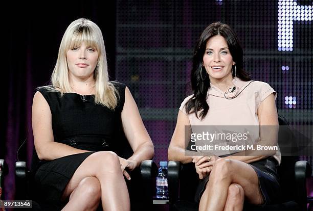 Actors Busy Philipps and Courteney Cox of the television show "Cougar Town" speak during the ABC Network portion of the 2009 Summer Television...