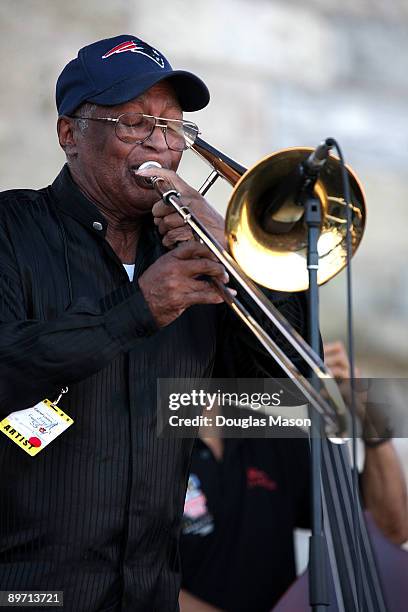 Curtis Fuller performs at George Wein's CareFusion Jazz Festival at Fort Adams State Park on August 8, 2009 in Newport, Rhode Island.