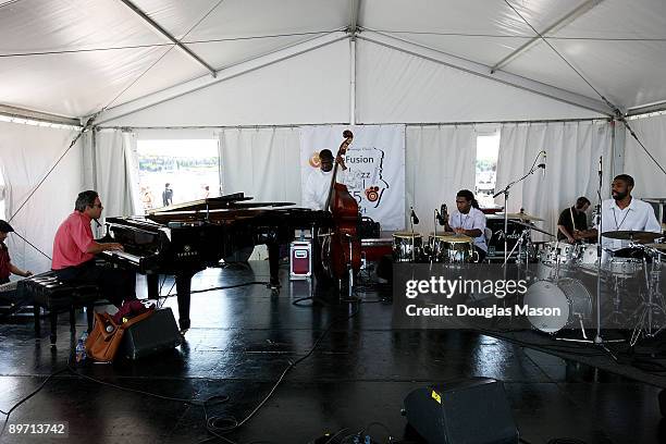 North Carolina Central Jazz Combo with Joey Calderazzo performs at George Wein's CareFusion Jazz Festival at Fort Adams State Park on August 8, 2009...