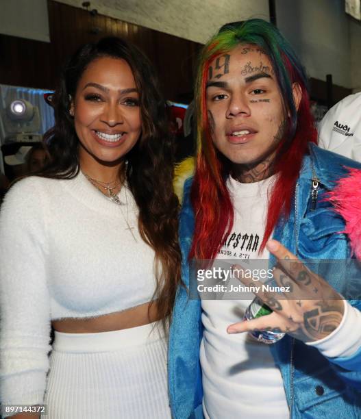 La La Anthony and Tekashi69 attend The 2017 "Winter Wonderland" Holiday Charity Event hosted by La La Anthony at Gauchos Gym on December 21, 2017 in...