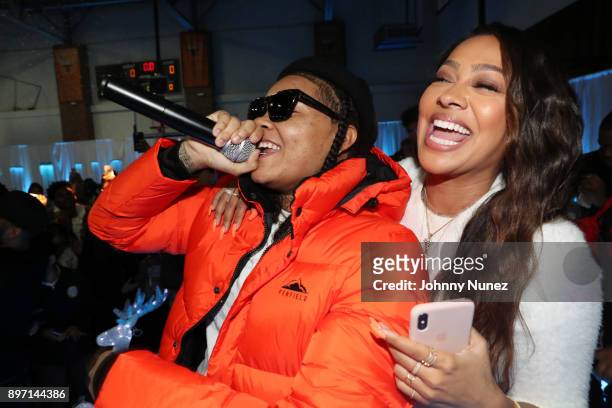 Young M.A and La La Anthony attend The 2017 "Winter Wonderland" Holiday Charity Event hosted by La La Anthony at Gauchos Gym on December 21, 2017 in...