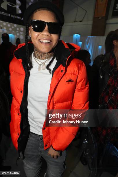 Young M.A. Attends The 2017 "Winter Wonderland" Holiday Charity Event hosted by La La Anthony at Gauchos Gym on December 21, 2017 in New York City.