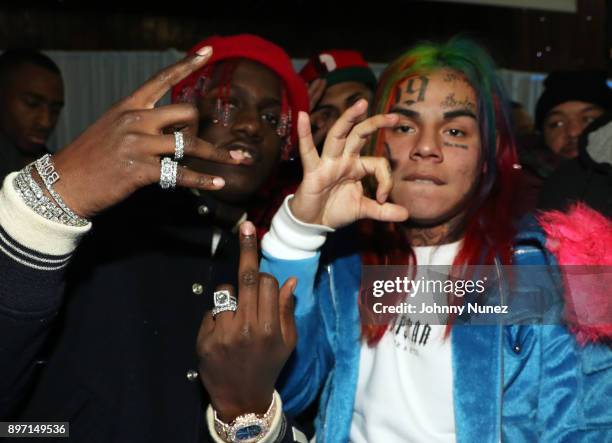 Lil Yachty and Tekashi69 attend The 2017 "Winter Wonderland" Holiday Charity Event hosted by La La Anthony at Gauchos Gym on December 21, 2017 in New...