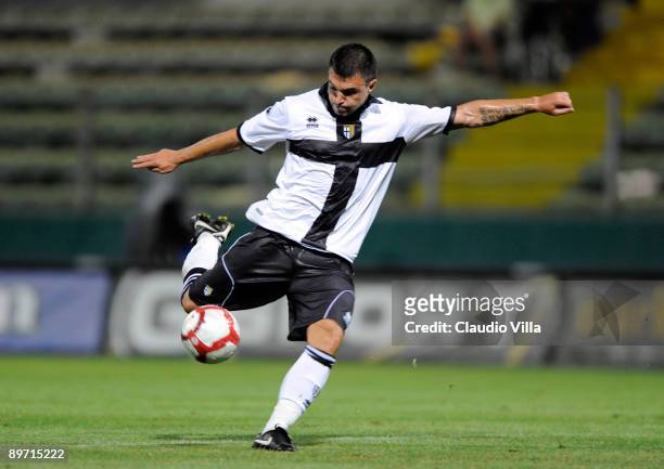 Valeri Bojinov of Parma FC in action during the friendly match between Parma FC and Osasuna at "Ennio Tardini" stadium on August 8, 2009 in Parma,...