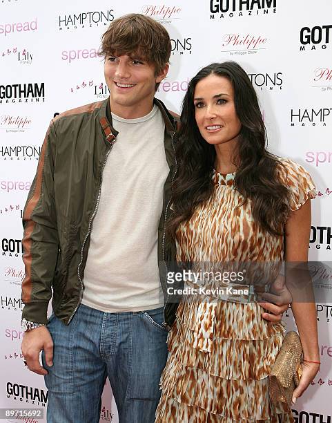 Actor Ashton Kutcher and Actress Demi Moore attend the screening of Anchor Bay Films� "Spread" at UA East Hampton Theater on August 8, 2009 in East...
