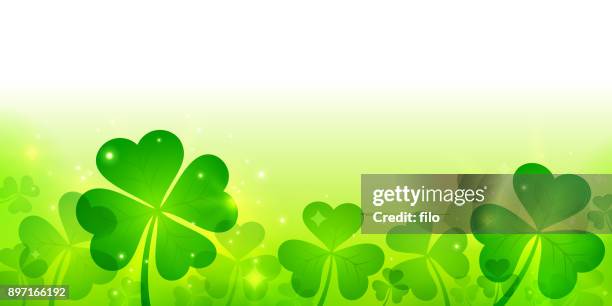 st patrick's day clover shamrock background - clover leaf shape stock illustrations