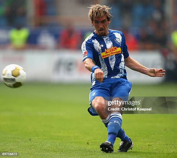 Christian Fuchs of Bochum runs with the ball during the Bundesliga match between VfL Bochum and Borussia Moenchengladbach at the Rewirpower Stadium...
