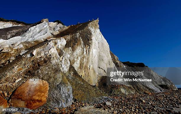 The cliffs at Gay Head beach are seenn August 7, 2009 in Aquinnah, Massachusetts on the island of Martha's Vineyard. President Barack Obama and his...