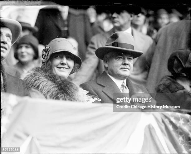 Informal portrait of Herbert Hoover, Secretary of Commerce from 1921-1928 and President of the United States from 1929-1933, and his wife, Mrs. Lou...