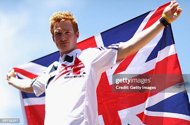 Greg Rutherford of Great Britain poses during a photo session at the Aviva GB & NI Team Preparation Camp on August 9, 2009 in Monte Gordo, Portugal.