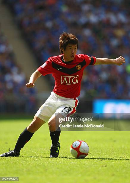 Ji-Sung Park of Manchester United in action during the FA Community Shield match between Manchester United and Chelsea at Wembley Stadium on August...