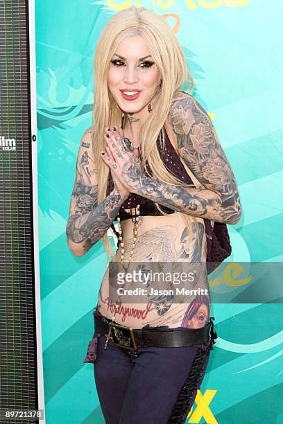 Tattoo Artist Kat Von D arrives at the 2009 Teen Choice Awards held at Gibson Amphitheatre on August 9, 2009 in Universal City, California.