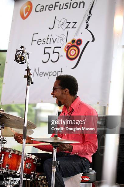 Brian Blade performs at George Wein's CareFusion Jazz Festival at Fort Adams State Park on August 9, 2009 in Newport, Rhode Island.