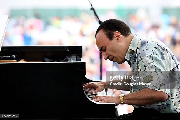 Michel Camilo performs at George Wein's CareFusion Jazz Festival at Fort Adams State Park on August 9, 2009 in Newport, Rhode Island.